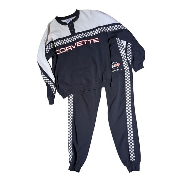 Vtg 1980s JJ MacIntyre Corvette 2 Pc Sweat Suit Crew Neck Joggers Unisex Sz M